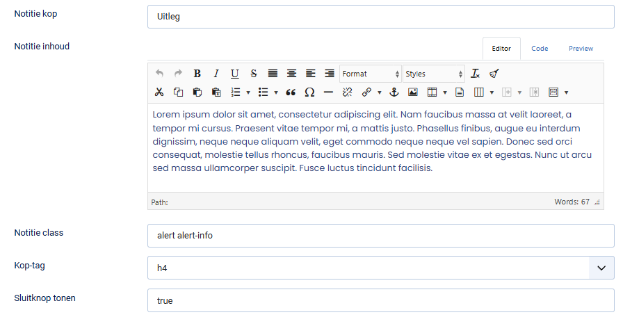 joomla6 notitie instellingen