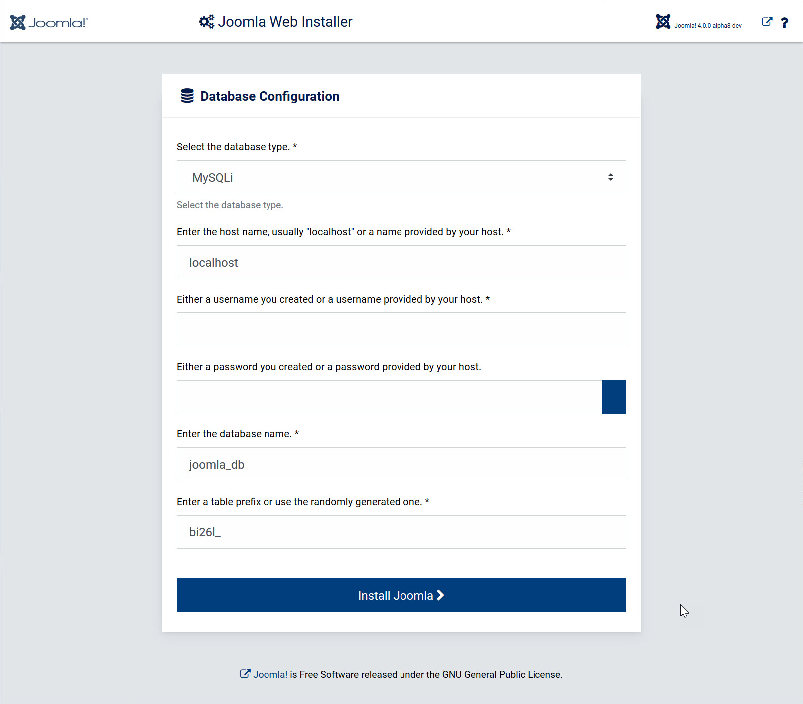 Joomla 4 installation Step 3